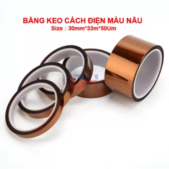 Băng keo chịu nhiệt độ cao màu nâu Polyimide, Kapton, băng dính dán bảng mạch điện tử, bảo vệ bảng mạch PC, CPU